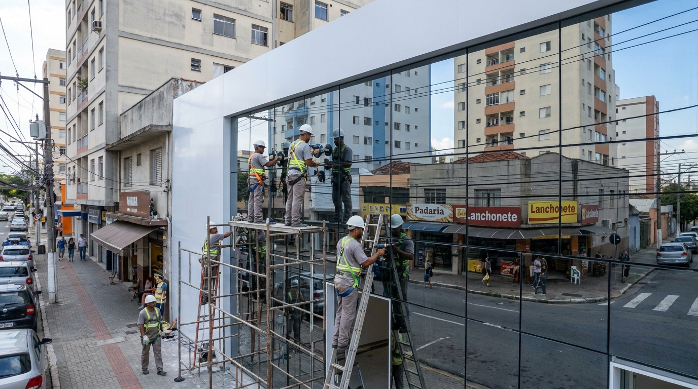 Fachada espelhada em esquina em Recife-PE
